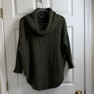 Express Olive Green Cowl Neck Tunic Sweater